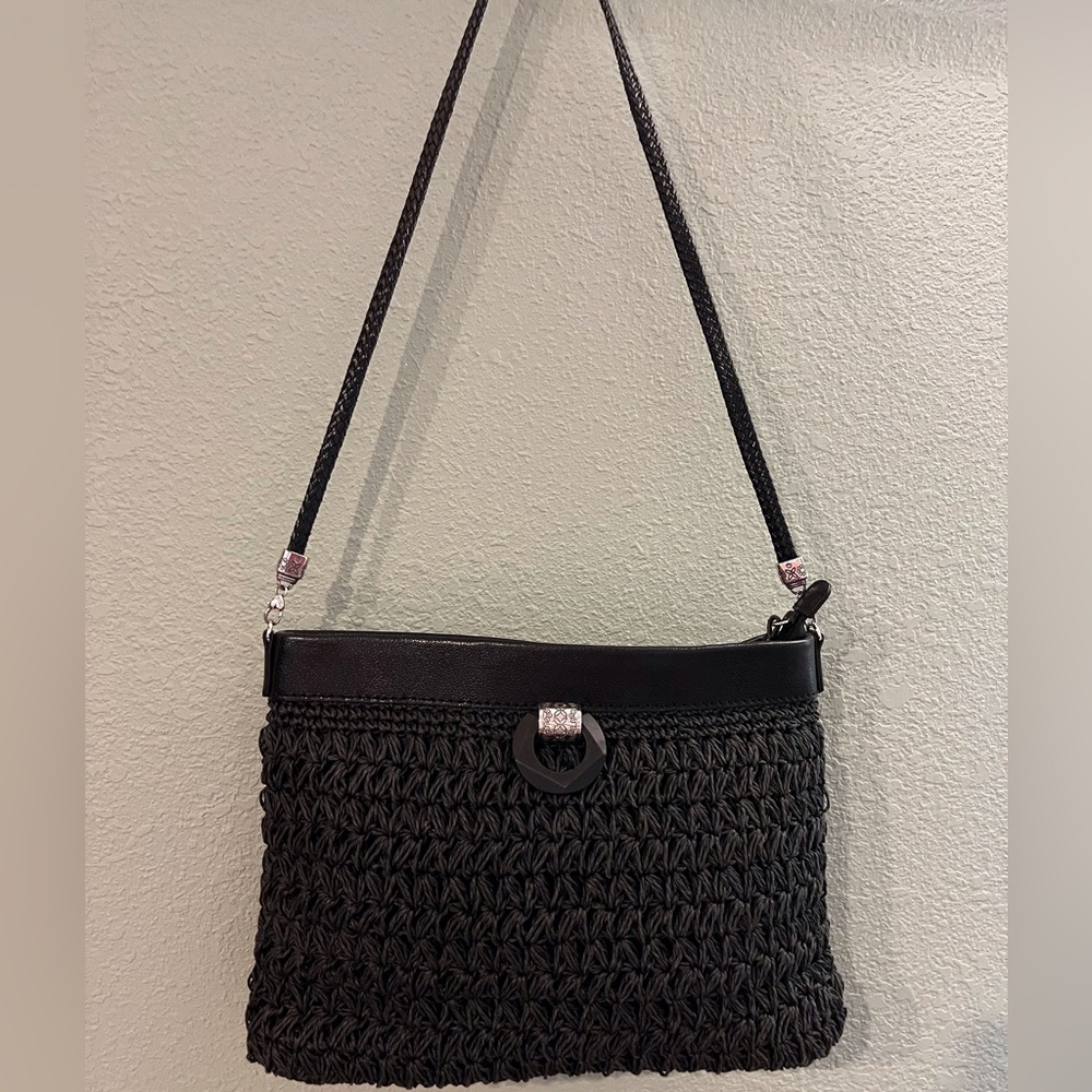 Brighton Black Textured Shoulder Bags with Silver Hardware